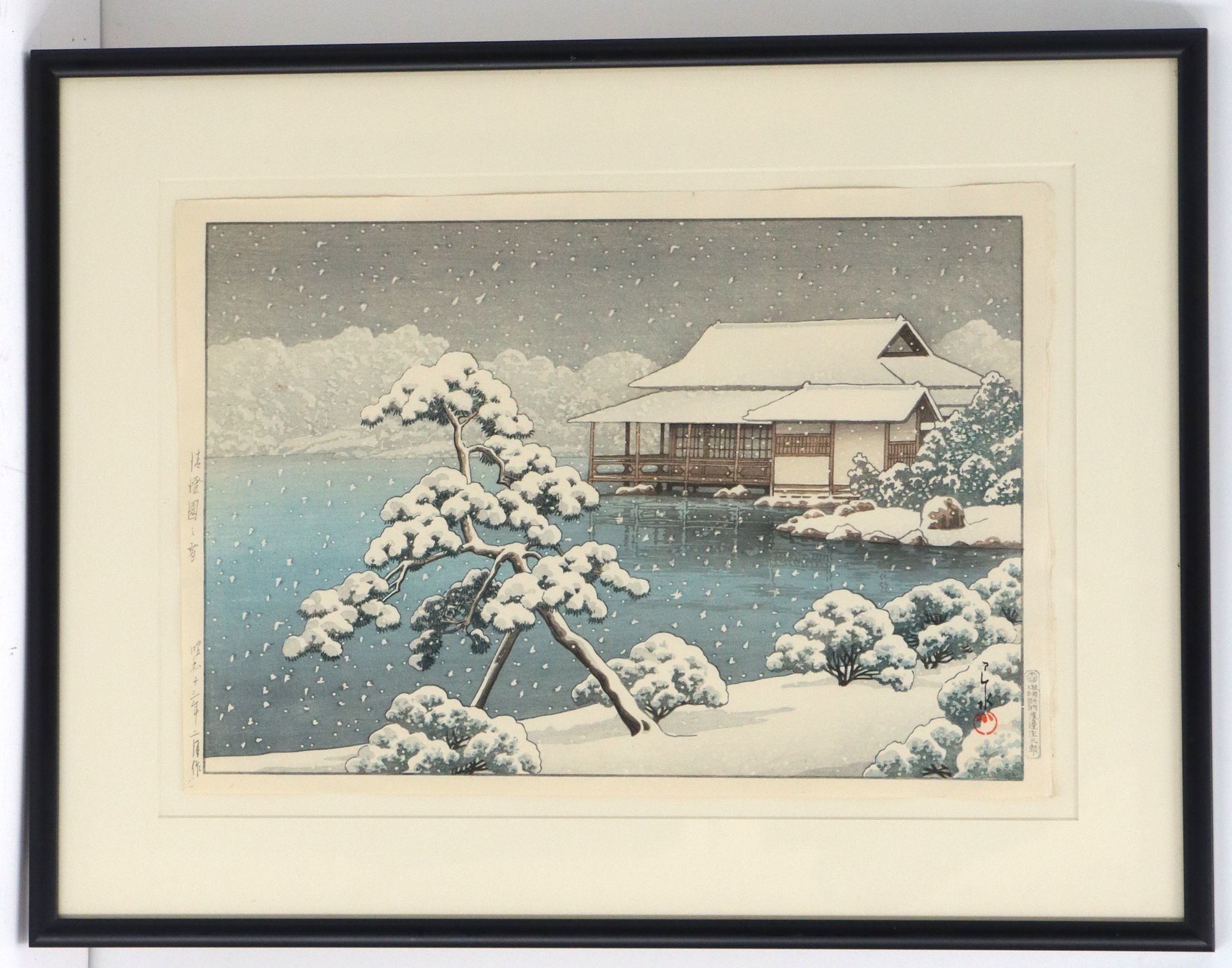 Artwork by Hasui Kawase, Snow at Kiyosumi Garden, Made of Woodblock Print