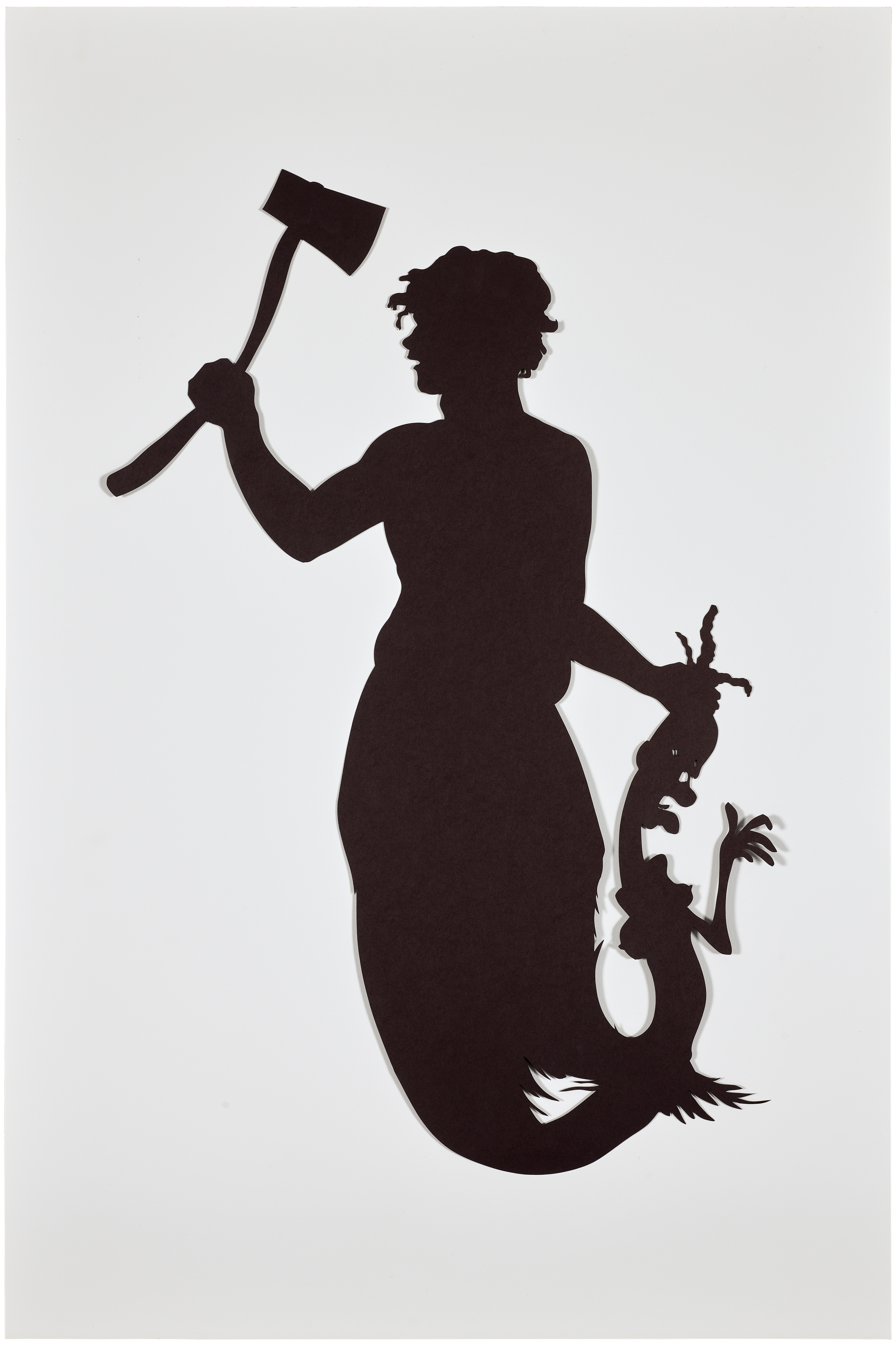 Artwork by Kara Walker, Bureau of Refugees: March - Bradley killed freedwoman with an axe in Montgy, Made of cut paper