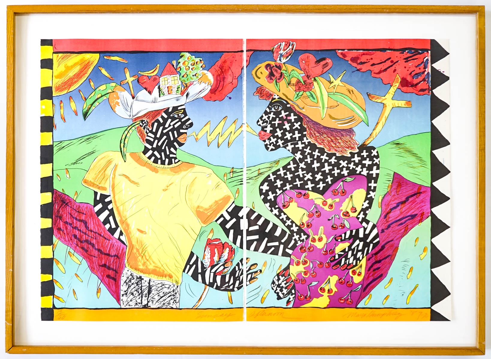 Artwork by Margo Humphrey, Sunday Afternoon, Made of Offset Lithograph/Serigraph And Hand Coloring On Paper