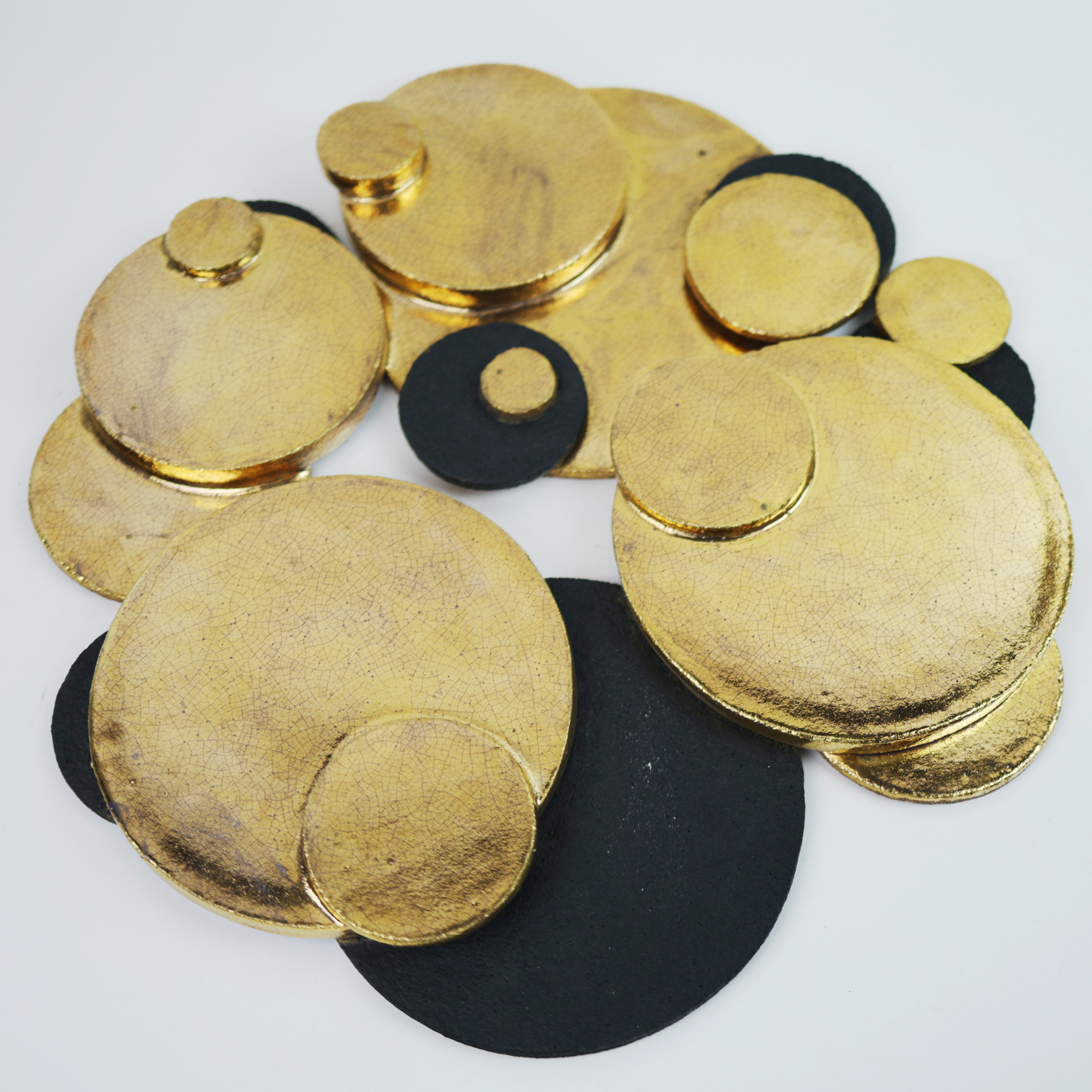 Artwork by Sotis Filippides, CERAMIC WALL HANGING IN BLACK AND GOLD, Made of Ceramic