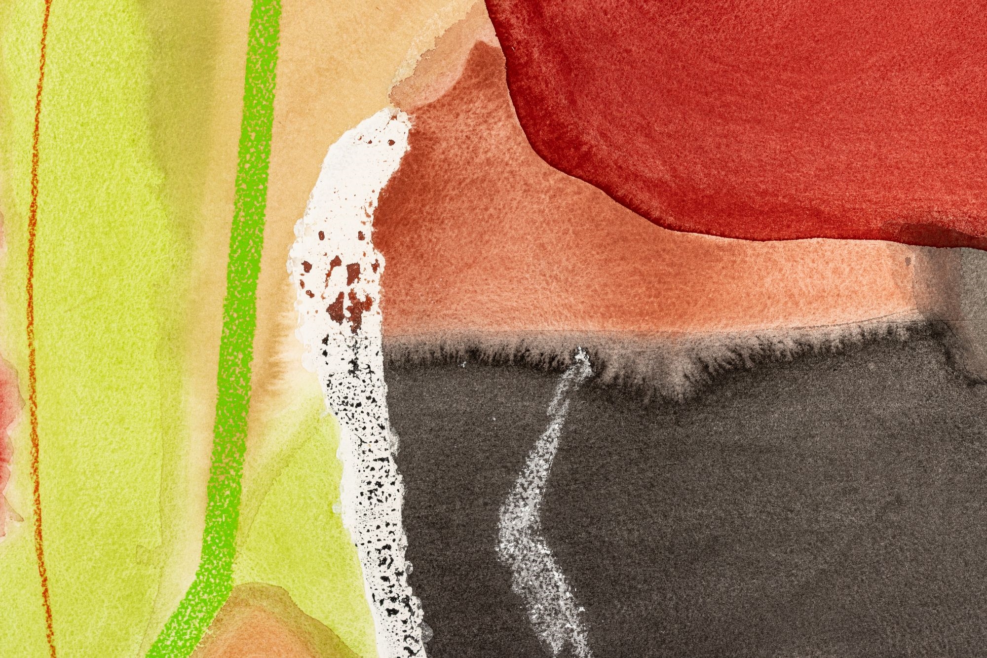 Artwork by Larry Zox, Untitled, Made of Mixed Media, Watercolor Pochoir, And Oil Stick Wax, Water-Based Crayons, On Heavy Arches Museum Watercolor Rag Paper