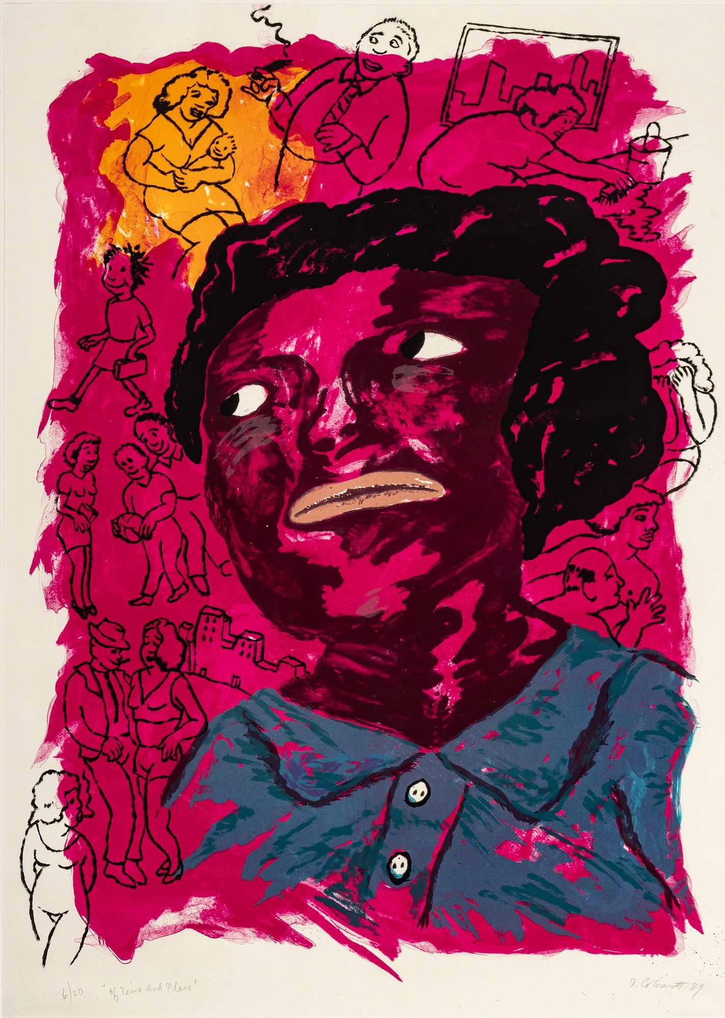Artwork by Robert Colescott, Of Time and Place, Made of Lithograph In Colors On Paper