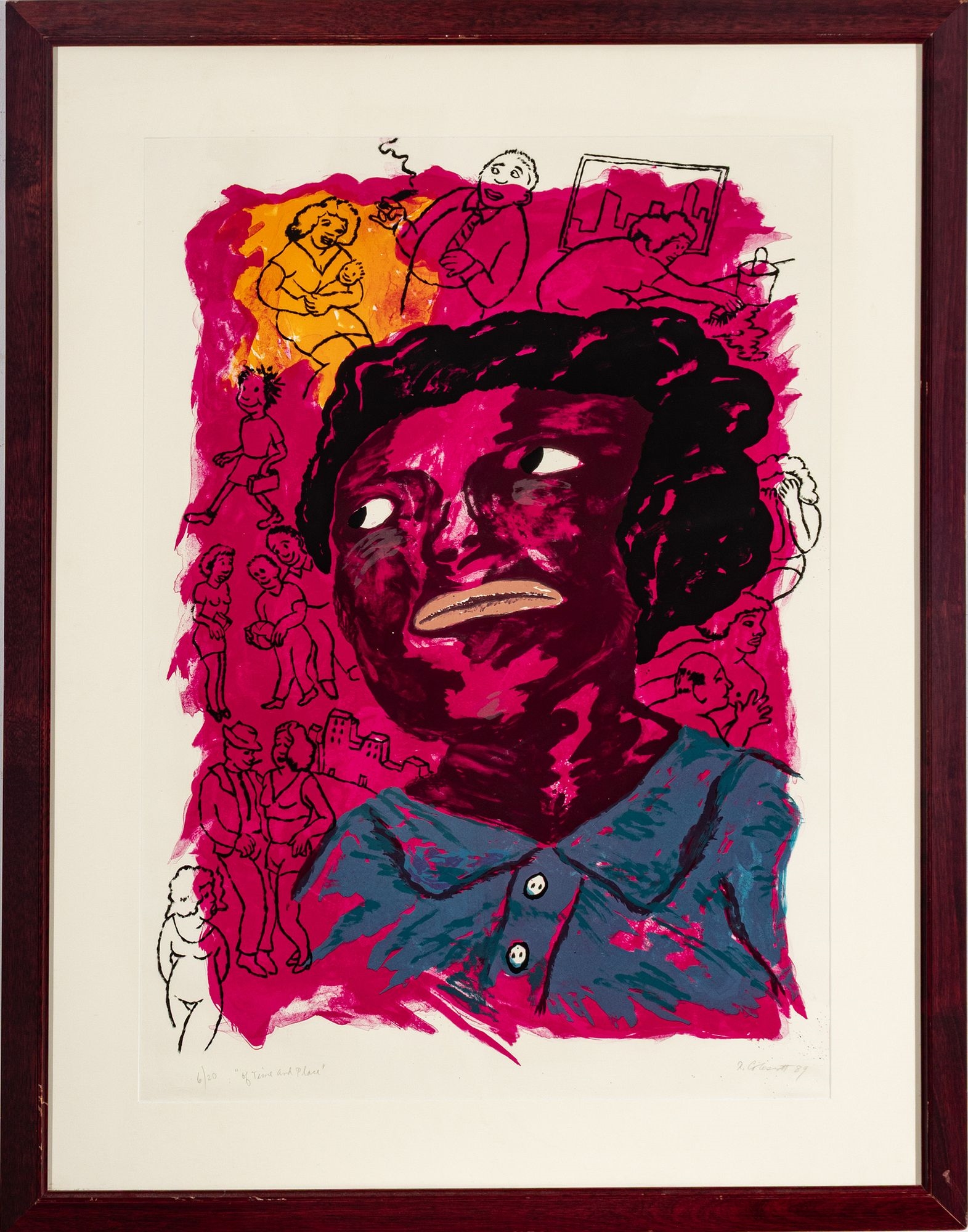 Artwork by Robert Colescott, Of Time and Place, Made of Lithograph In Colors On Paper