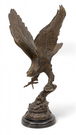 Bronze Eagle Lifting Off Limb - Jules Moigniez