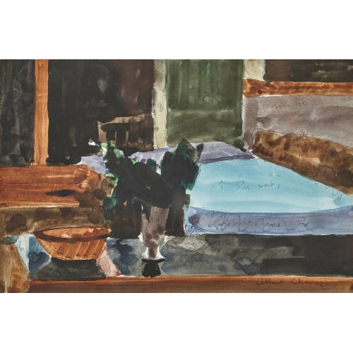 Artwork by Albert Chavaz, Interieur chez le peintre, Made of Aquarell und Bleistift