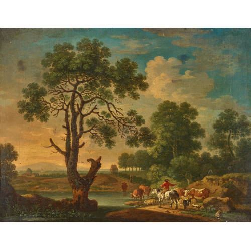 Hirte mit seinem Vieh an einer Furt - German School, 18th Century