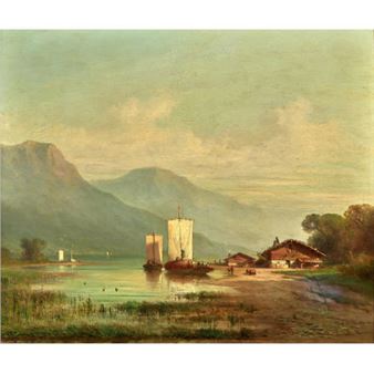 Vierwaldstättersee mit Segelschiffen. - Louis Mennet