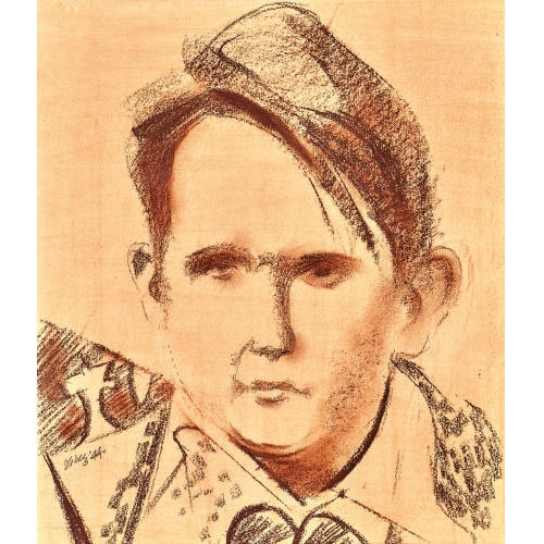 Artwork by František Tichý, Portret muze (Porträt eines Mannes)., Made of pastel