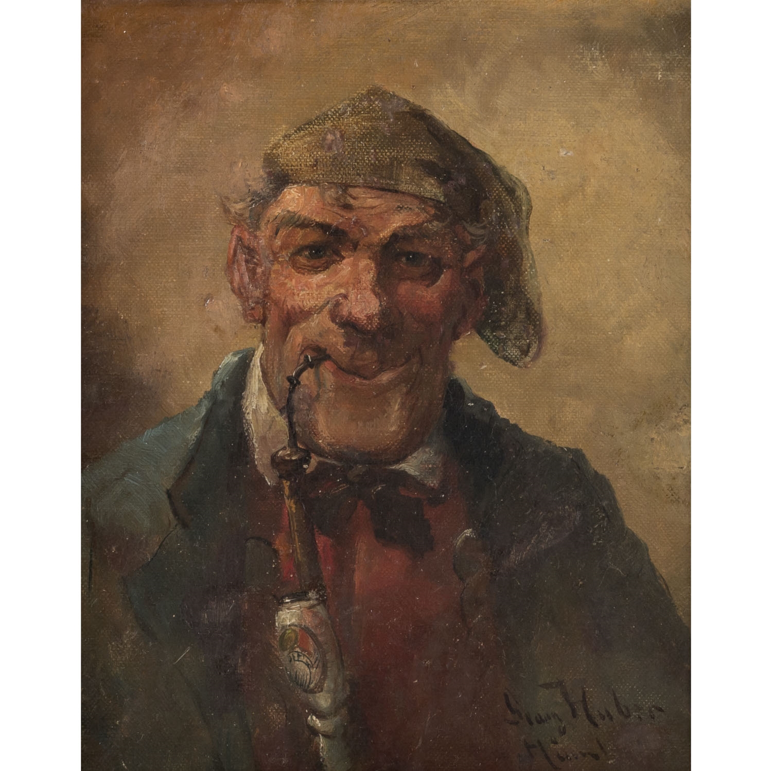 Georg Huber | Portrait of a Pipe-Smoking Farmer | MutualArt