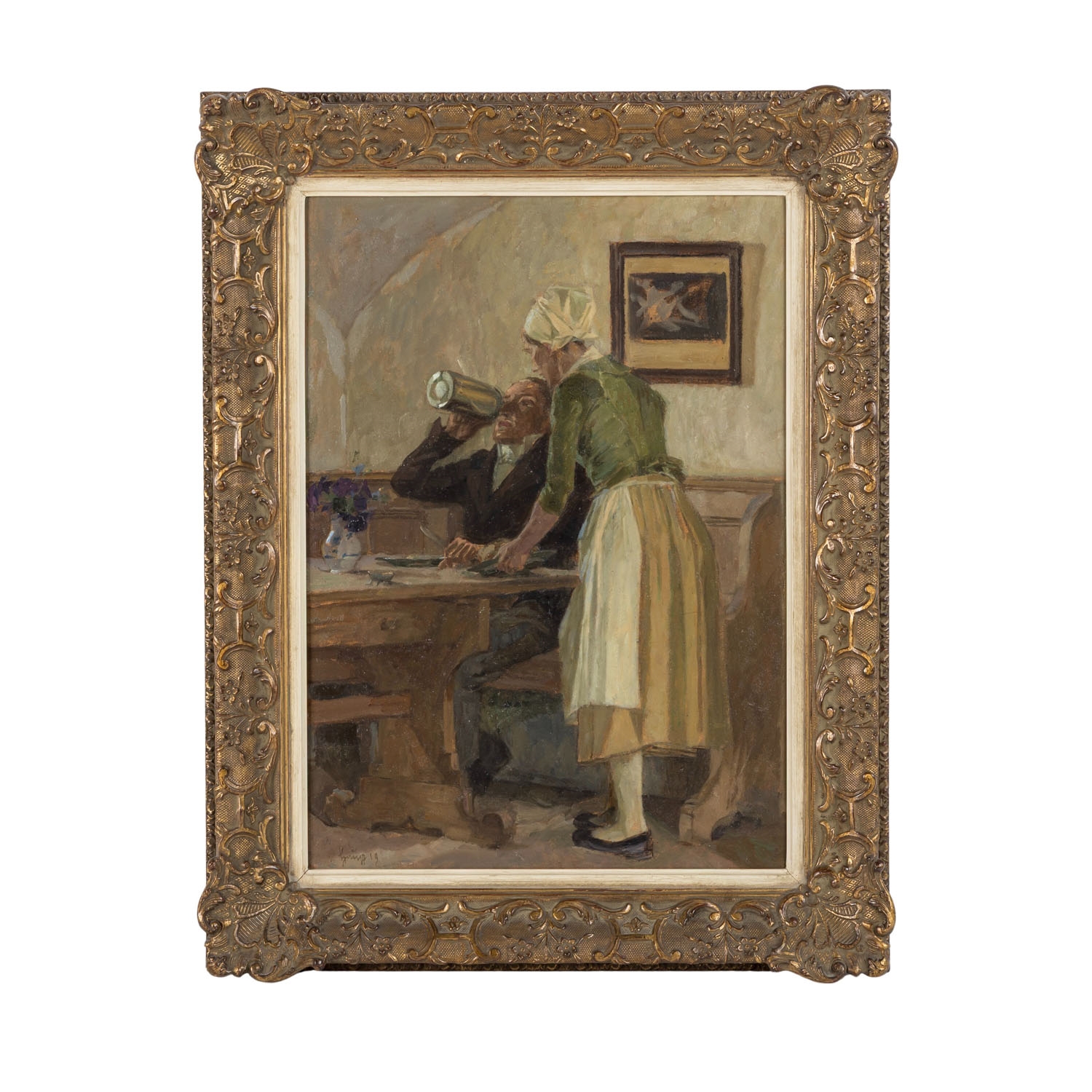 Artwork by Robert Von Haug, Kleine Herberge, Made of Oil On Cardboard