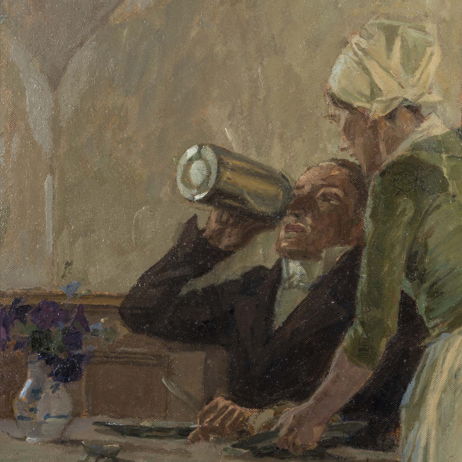 Artwork by Robert Von Haug, Kleine Herberge, Made of Oil On Cardboard