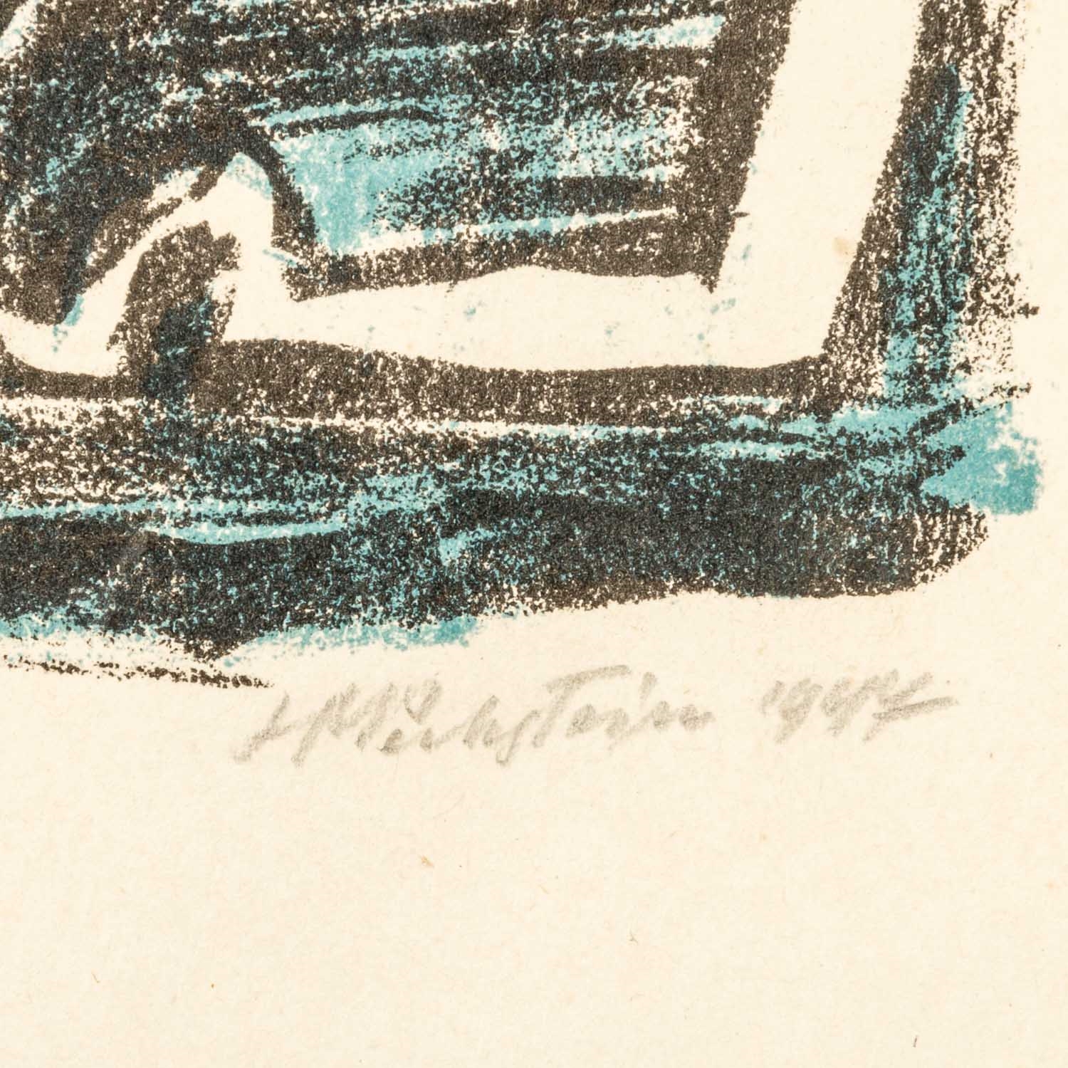 Artwork by Max Pechstein, Auf dem Lager, Made of Lithographie/Papier
