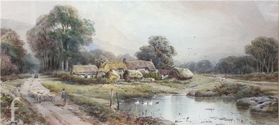 By a Village Pond by Charles Frederick Allbon