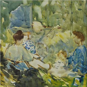The Picnic (Two Women and Children in a Garden