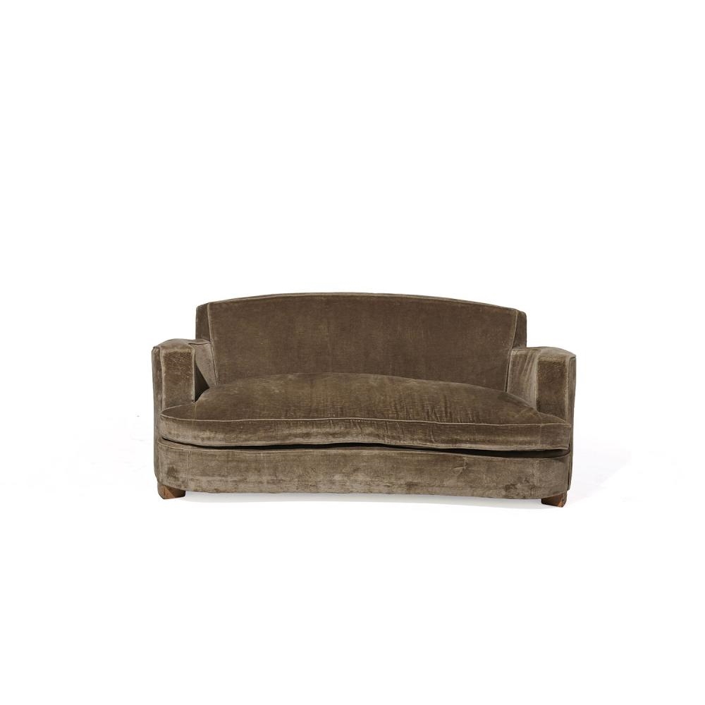 Artwork by Jules Leleu, Canapé corbeille à deux places, Made of Wood, Velvet