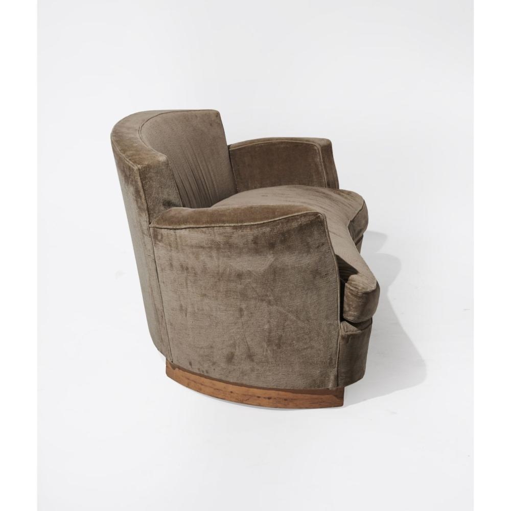 Artwork by Jules Leleu, Canapé corbeille à deux places, Made of Wood, Velvet