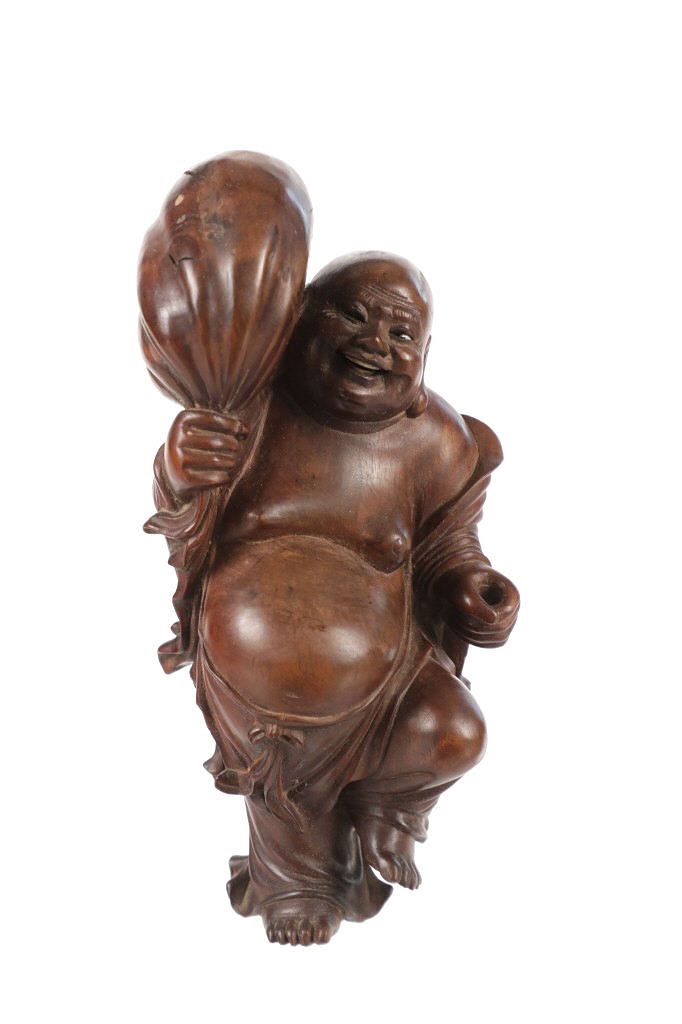 Artwork by Chinese School, Laughing Buddha Sculpture, Made of Wood