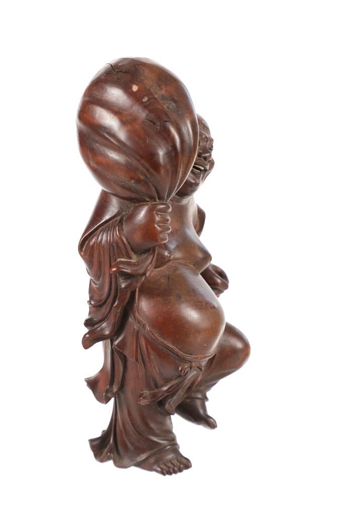Artwork by Chinese School, Laughing Buddha Sculpture, Made of Wood