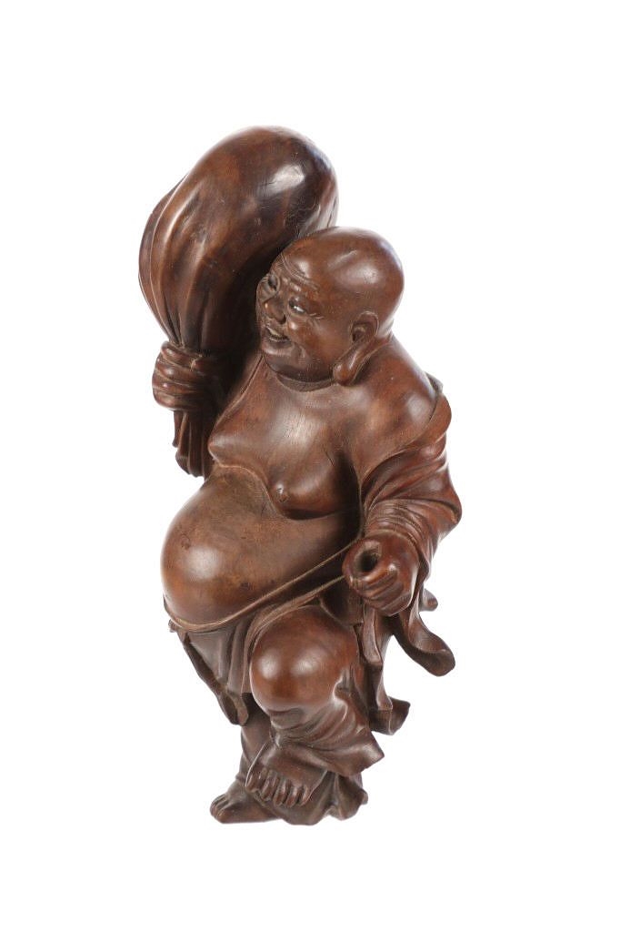 Artwork by Chinese School, Laughing Buddha Sculpture, Made of Wood
