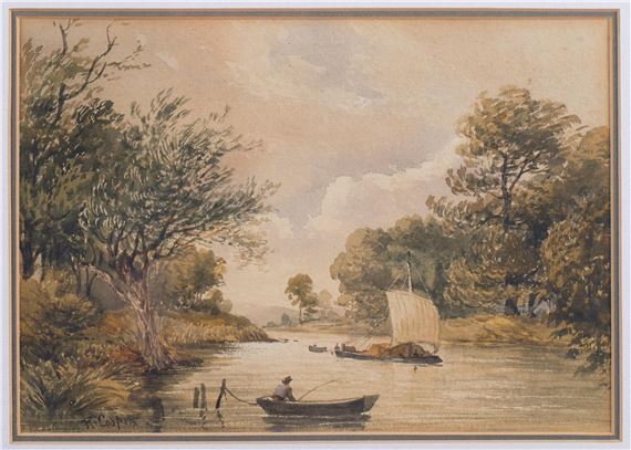 R Cooper | angler on a river (19th Century) | MutualArt