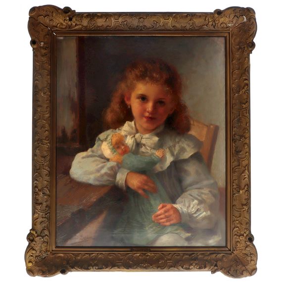 Portrait de fillette à la poupée by Edouard Alexandre Sain, 1904