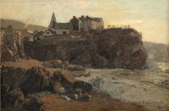 Ilfracombe. A village on a cliff by Gustav Schönleber, (18)90