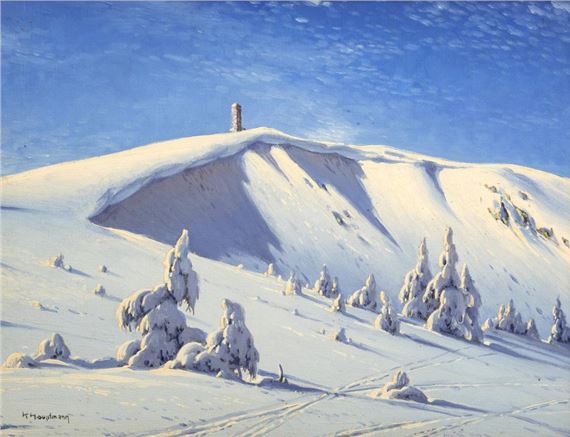 Winterliche Seebuck Wechte am Feldberg mit dem Bismarckturm by Karl Hauptmann