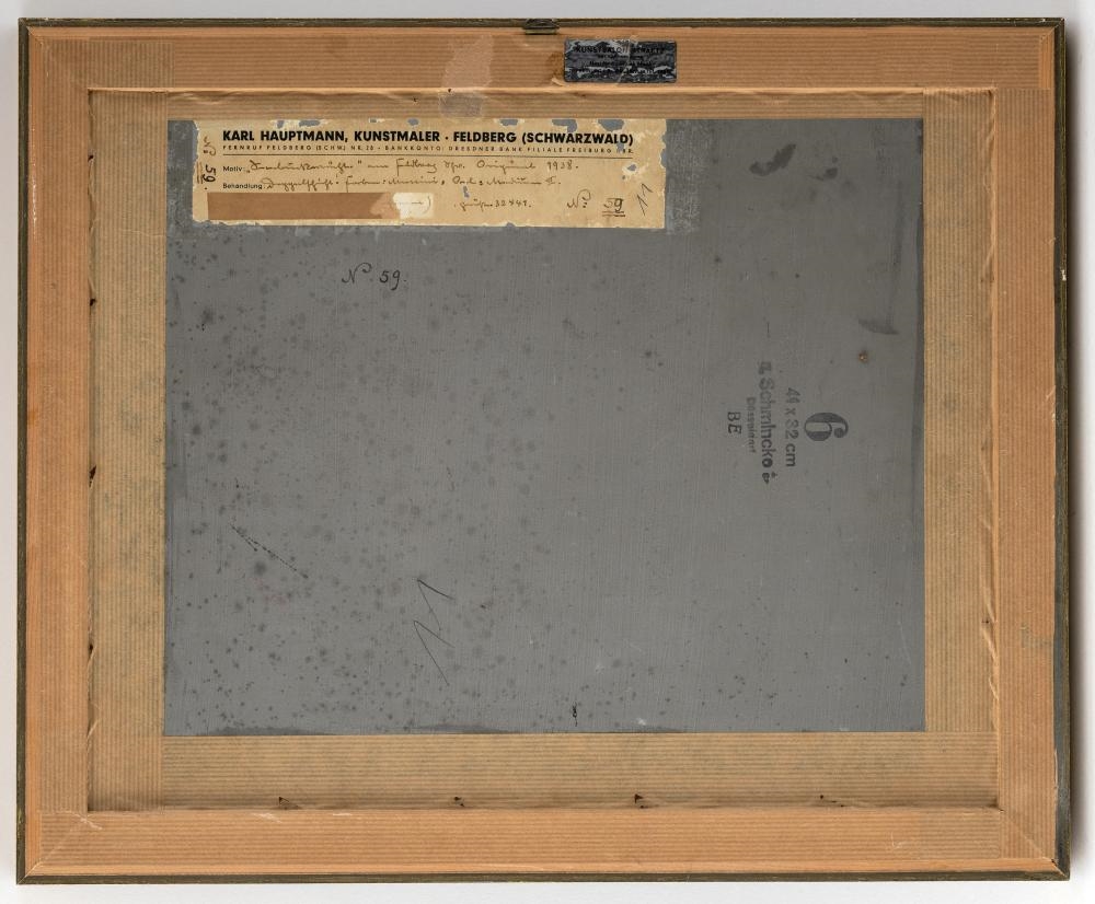 Artwork by Karl Hauptmann, Winterliche Seebuck Wechte am Feldberg mit dem Bismarckturm, Made of Oil/Cardboard