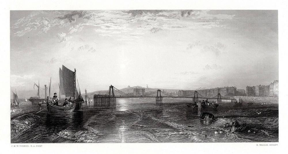 Artwork by Joseph Mallord William Turner, The Chain Pier, Brighton, Made of Antique Engraving On Laid Paper