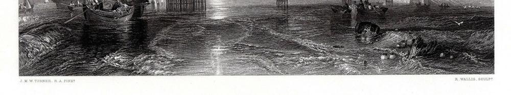 Artwork by Joseph Mallord William Turner, The Chain Pier, Brighton, Made of Antique Engraving On Laid Paper