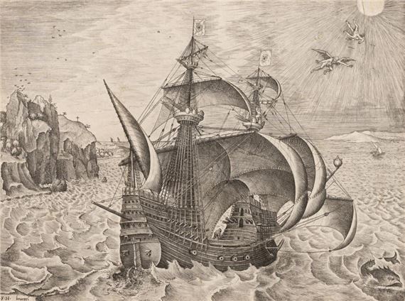 Armed Three-Master with Daedalus and Icarus by Pieter Brueghel the Elder