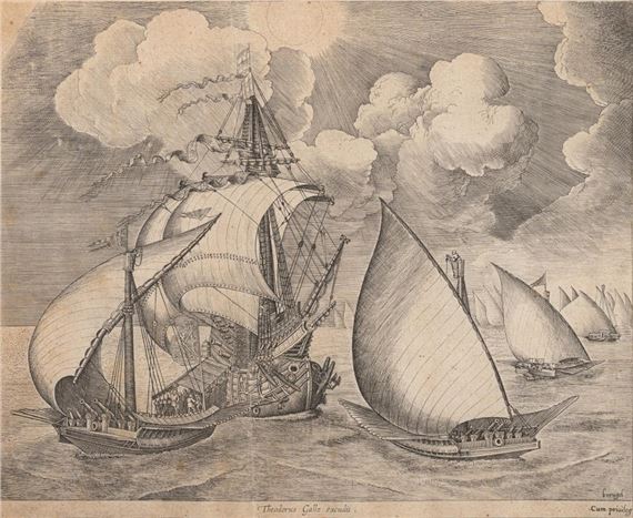A Fleet of Galleys escorted by a Caravel