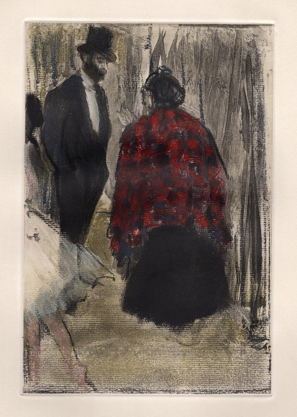 Artwork by Edgar Degas, Ludovic Halevy Speaks to Madame Cardinal, Made of Etching
