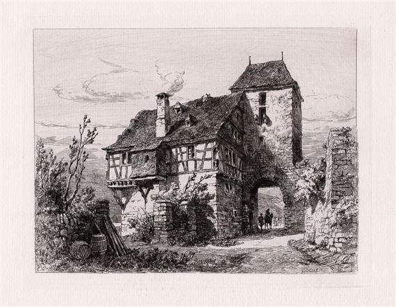 Old House and Towered Gateway at Cochem - Ernest George