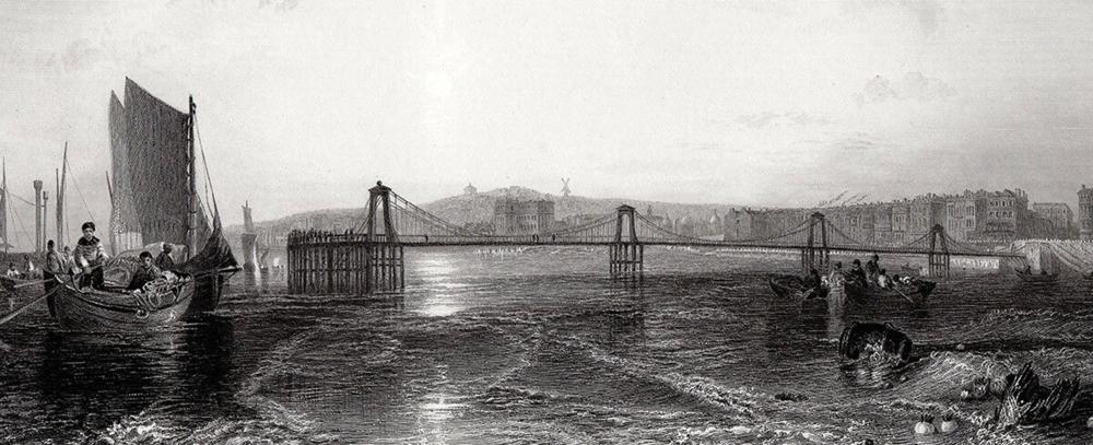 Artwork by Joseph Mallord William Turner, The Chain Pier, Brighton, Made of Antique Engraving On Laid Paper