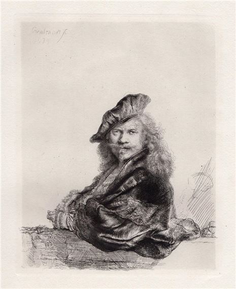 Rembrandt Leaning on a Stone Sill - Rembrandt van Rijn