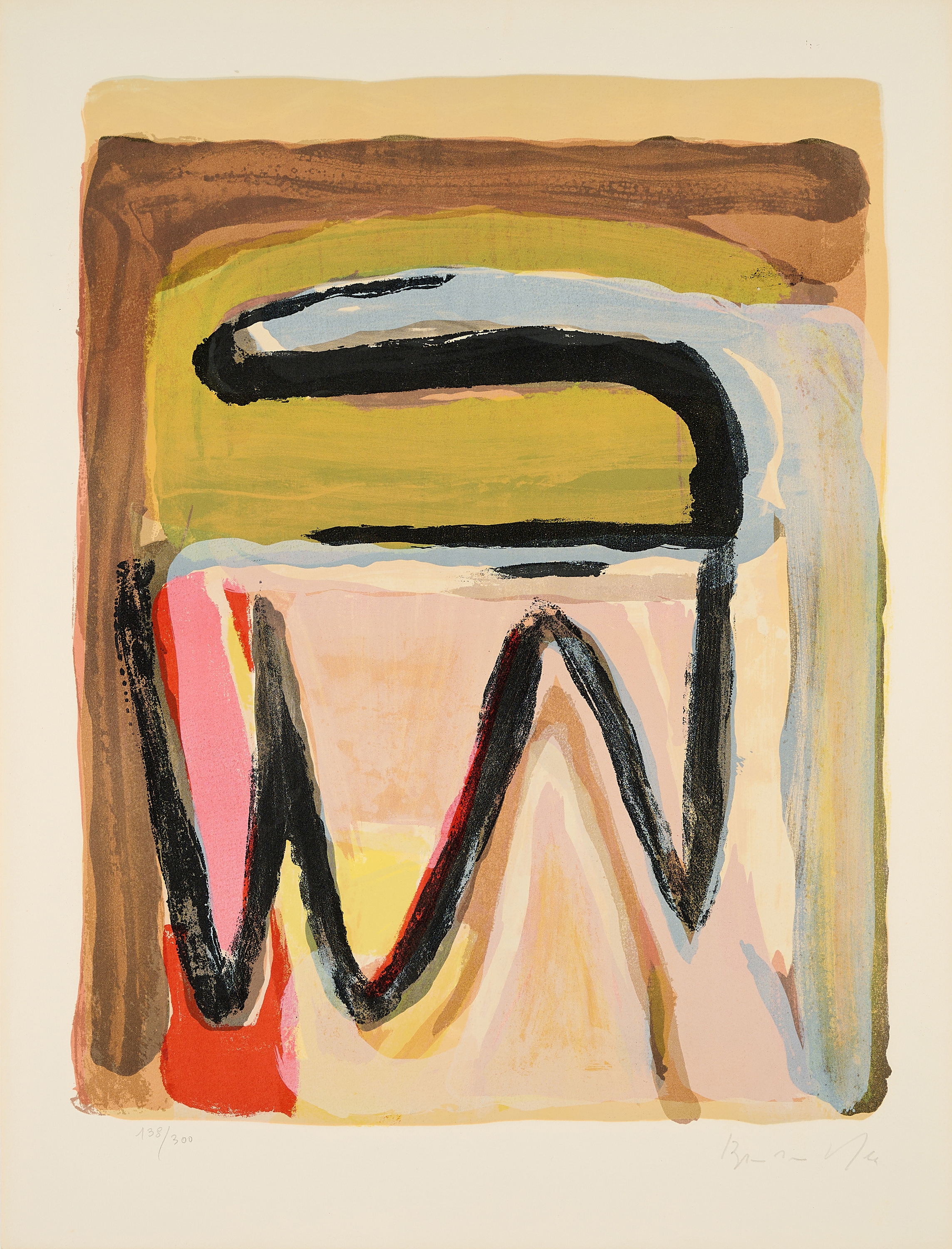 Artwork by Camille Bryen, Mixed lot of 4 prints, Made of 3 Colour Lithographs And 1 Colour Etching, On Bfk Rives (Watermark) (3 Sheets) And Arches France (Watermark) (1 Sheet)