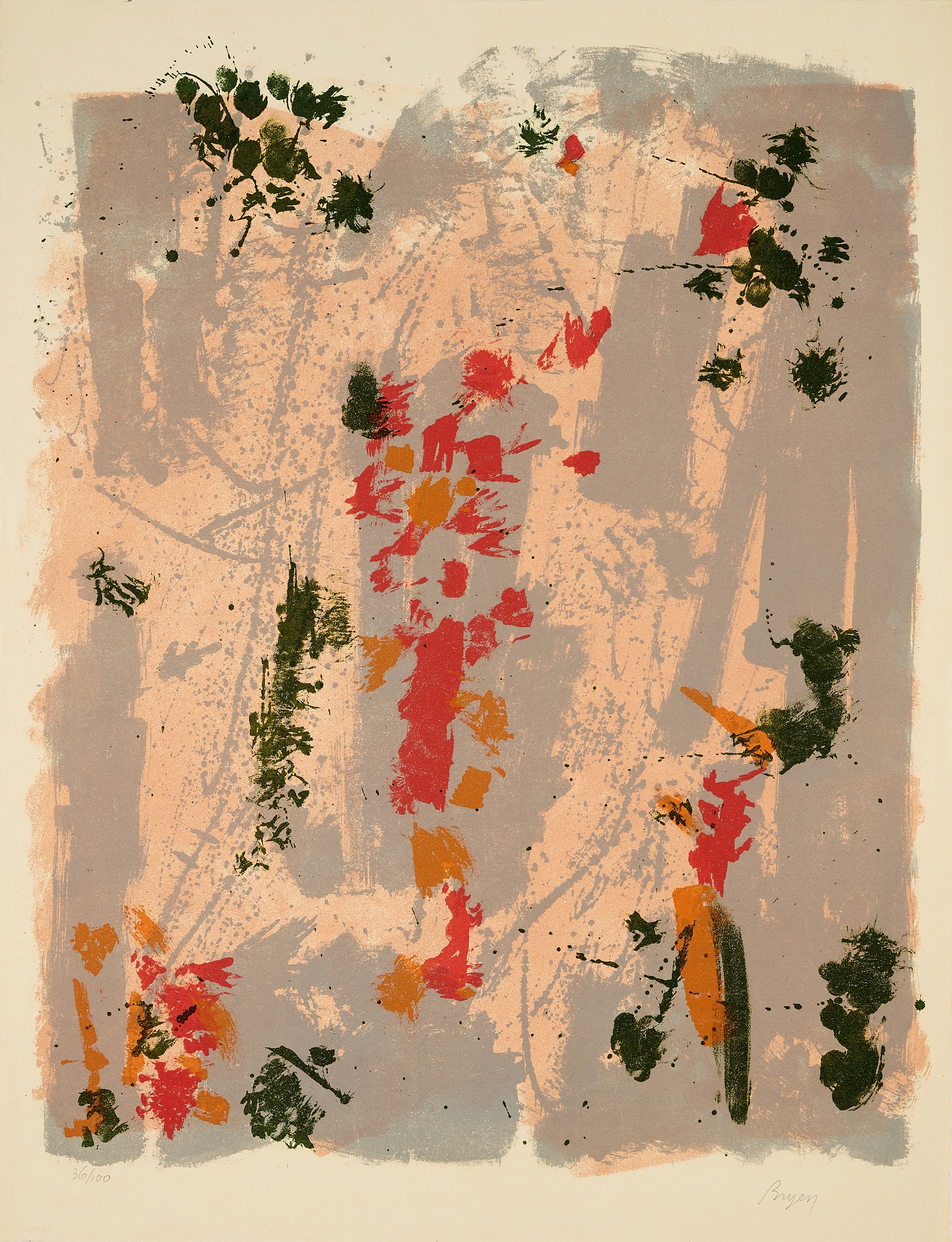 Artwork by Camille Bryen, Mixed lot of 4 prints, Made of 3 Colour Lithographs And 1 Colour Etching, On Bfk Rives (Watermark) (3 Sheets) And Arches France (Watermark) (1 Sheet)