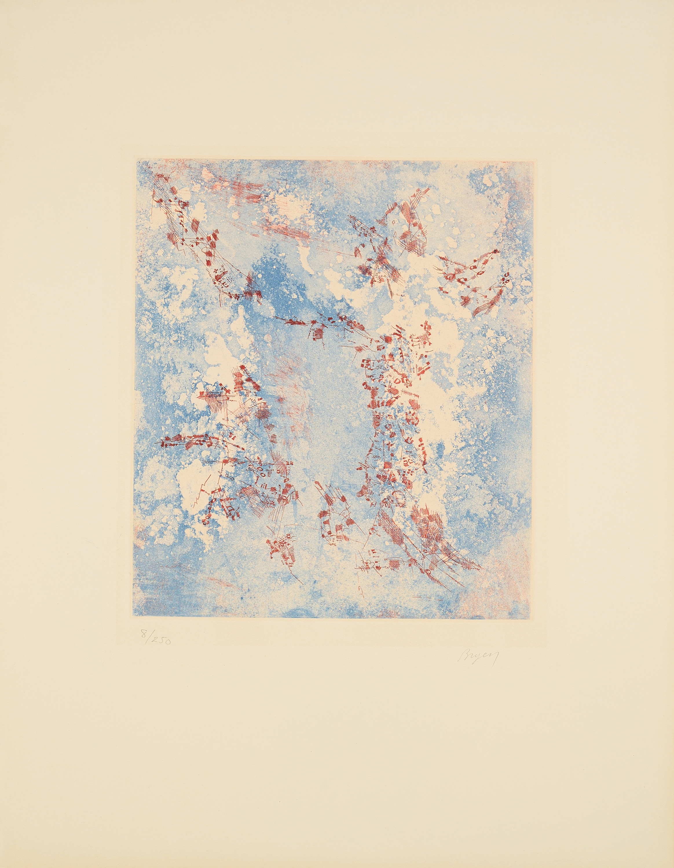 Artwork by Camille Bryen, Mixed lot of 4 prints, Made of 3 Colour Lithographs And 1 Colour Etching, On Bfk Rives (Watermark) (3 Sheets) And Arches France (Watermark) (1 Sheet)