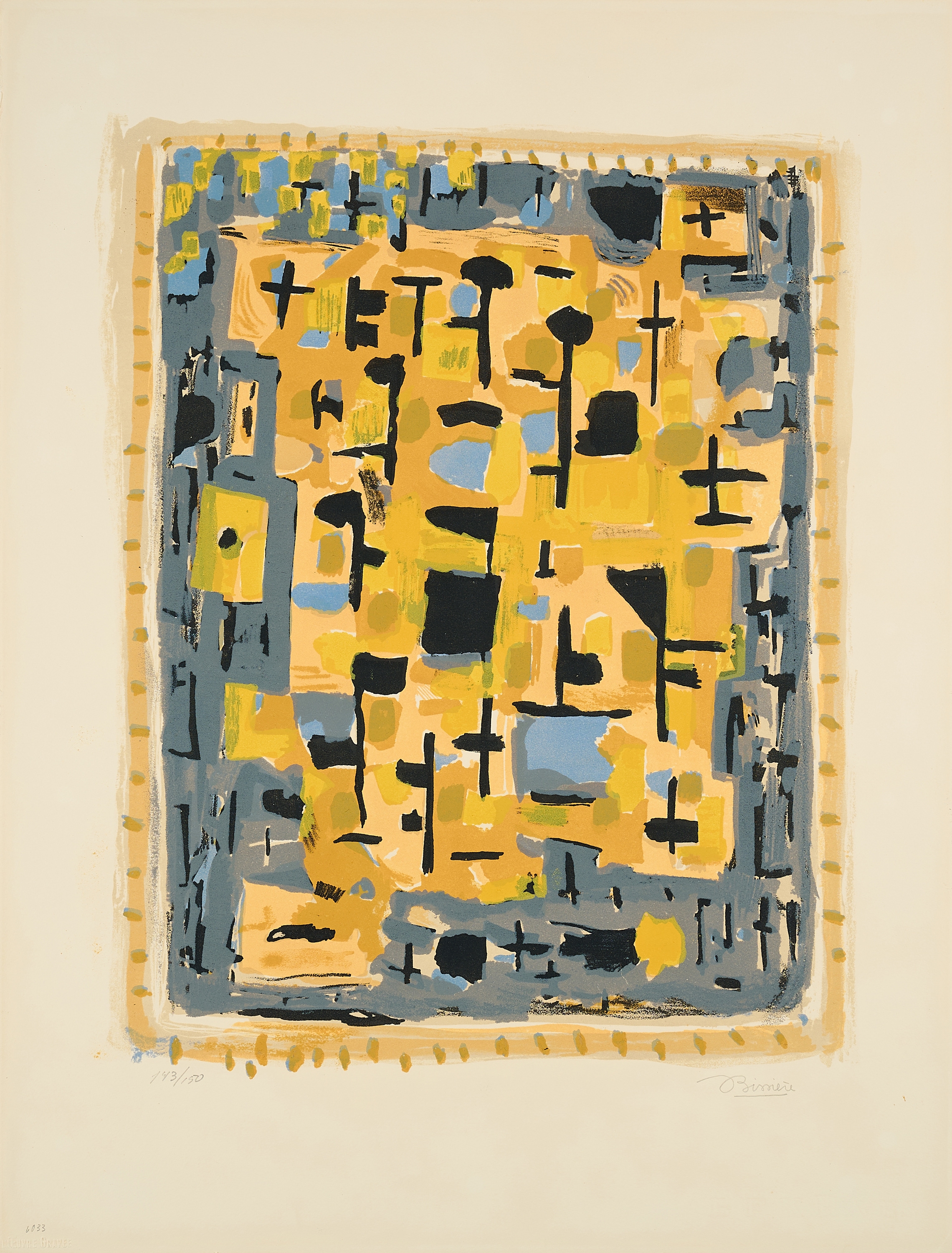 Artwork by Roger Bissière, Mixed lot of 4 prints, Made of 3 Colour Lithographs And 1 Colour Etching, Each On Handmade Paper