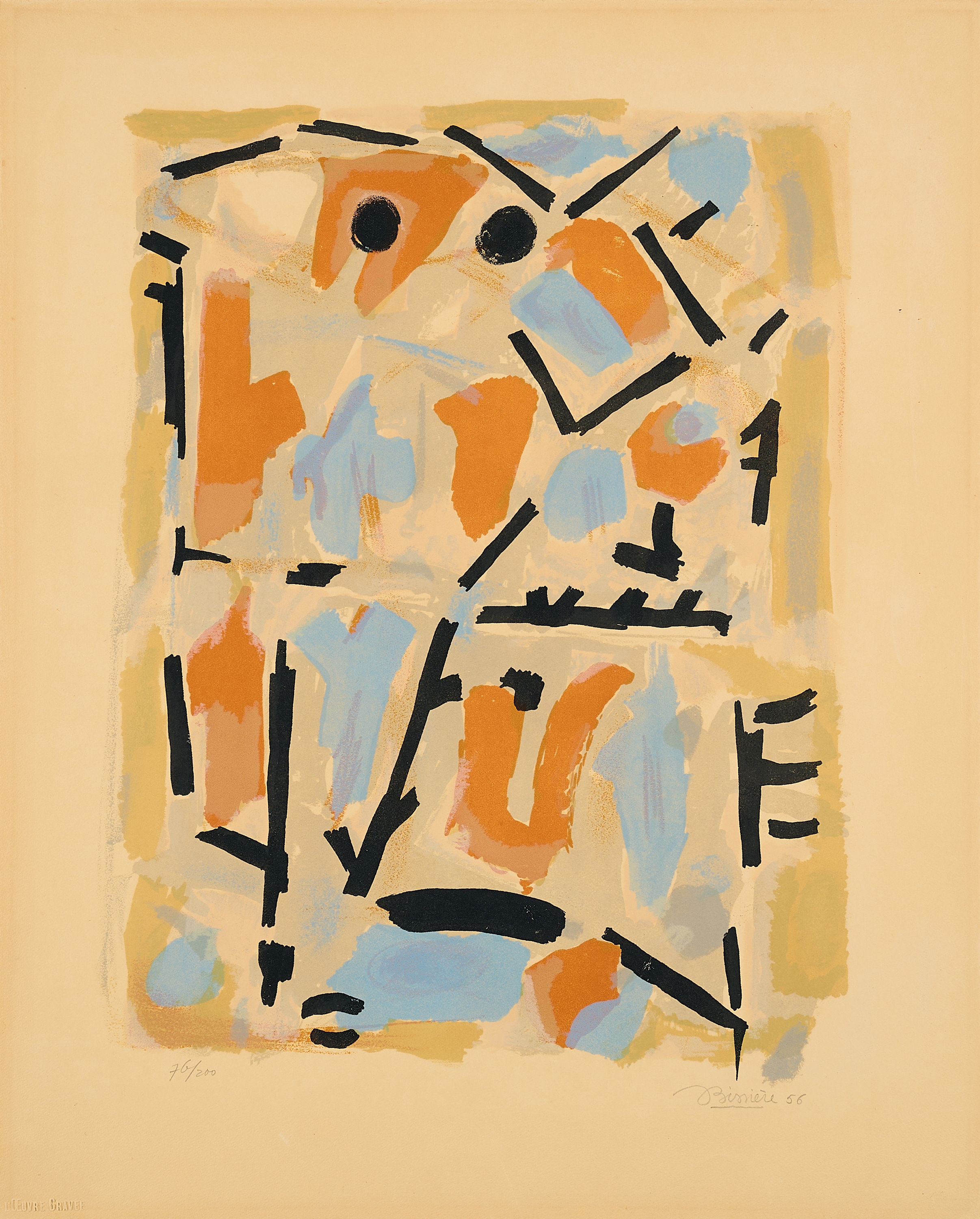 Artwork by Roger Bissière, Mixed lot of 4 prints, Made of 3 Colour Lithographs And 1 Colour Etching, Each On Handmade Paper