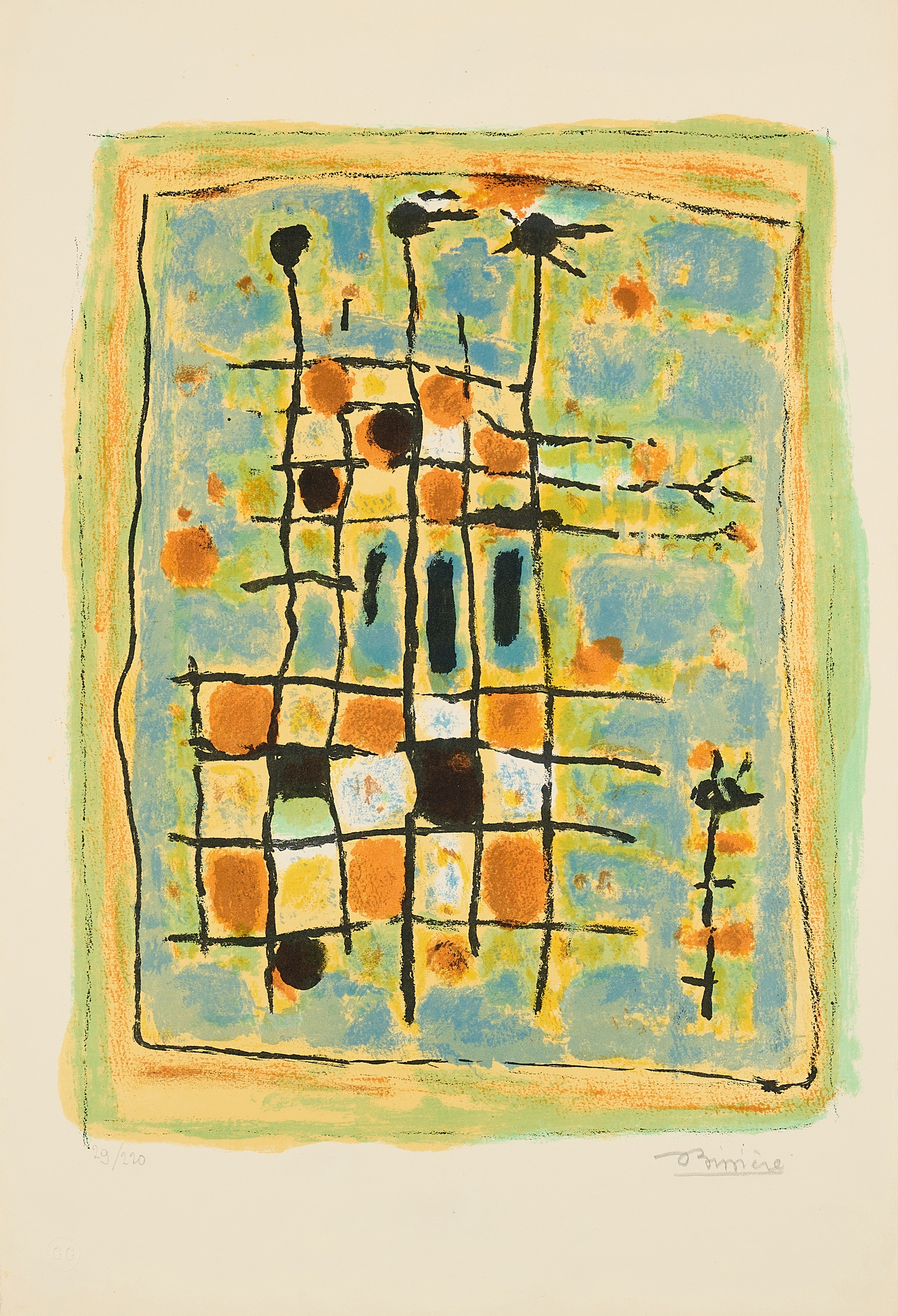 Artwork by Roger Bissière, Mixed lot of 4 prints, Made of 3 Colour Lithographs And 1 Colour Etching, Each On Handmade Paper