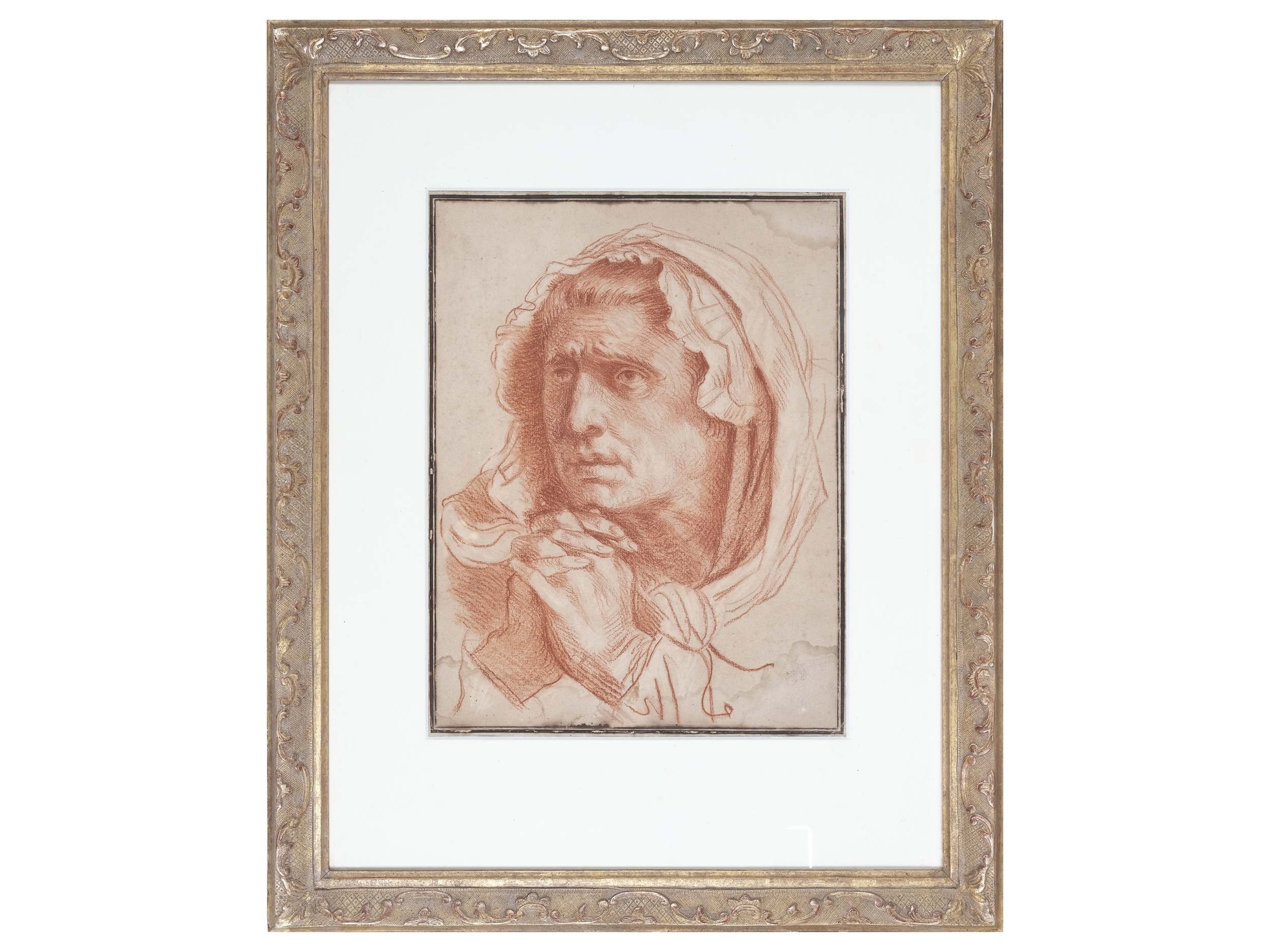 Artwork by Jean-Baptiste Greuze, Study, Made of Red Chalk Drawing On Paper