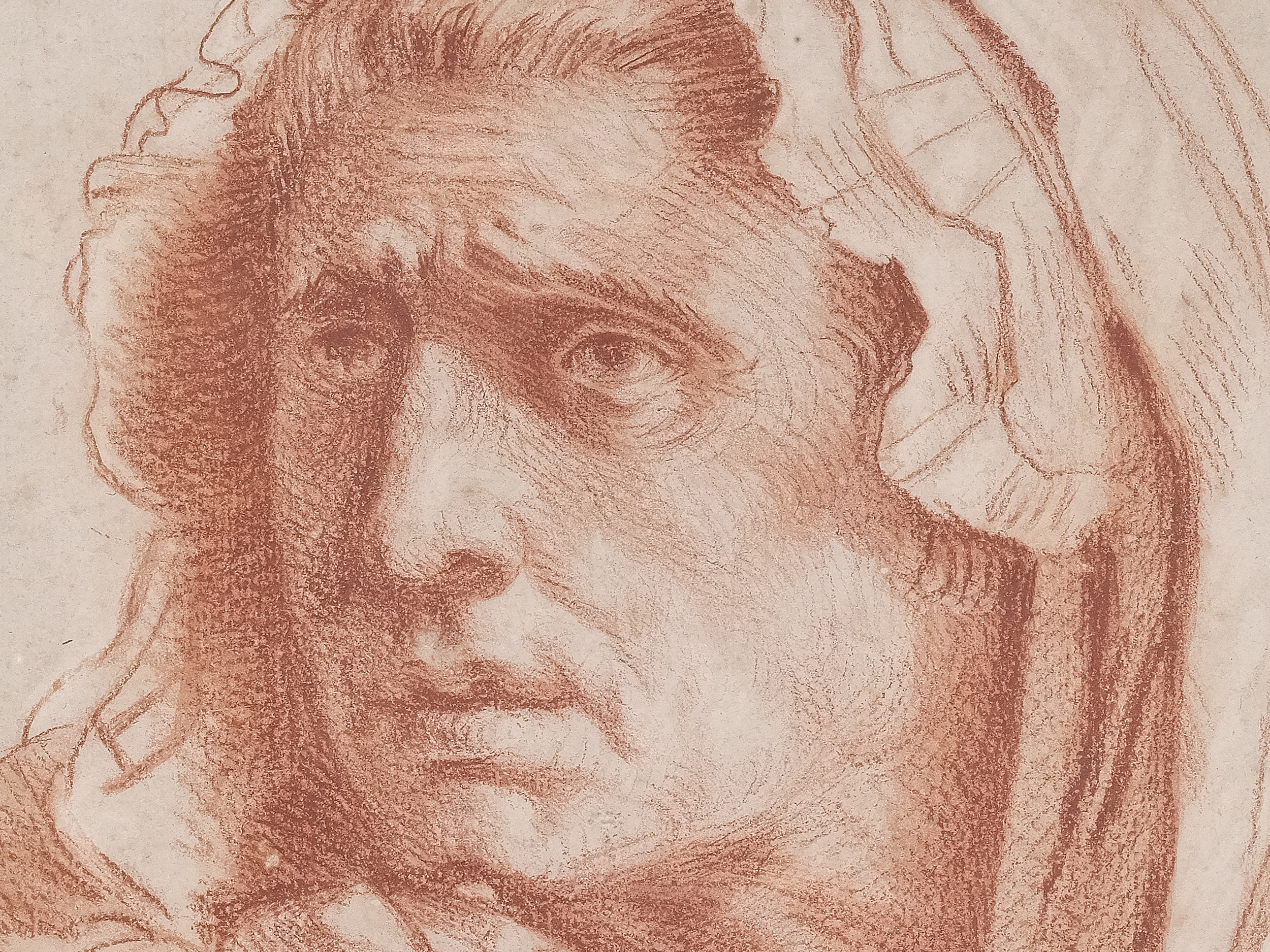 Artwork by Jean-Baptiste Greuze, Study, Made of Red Chalk Drawing On Paper
