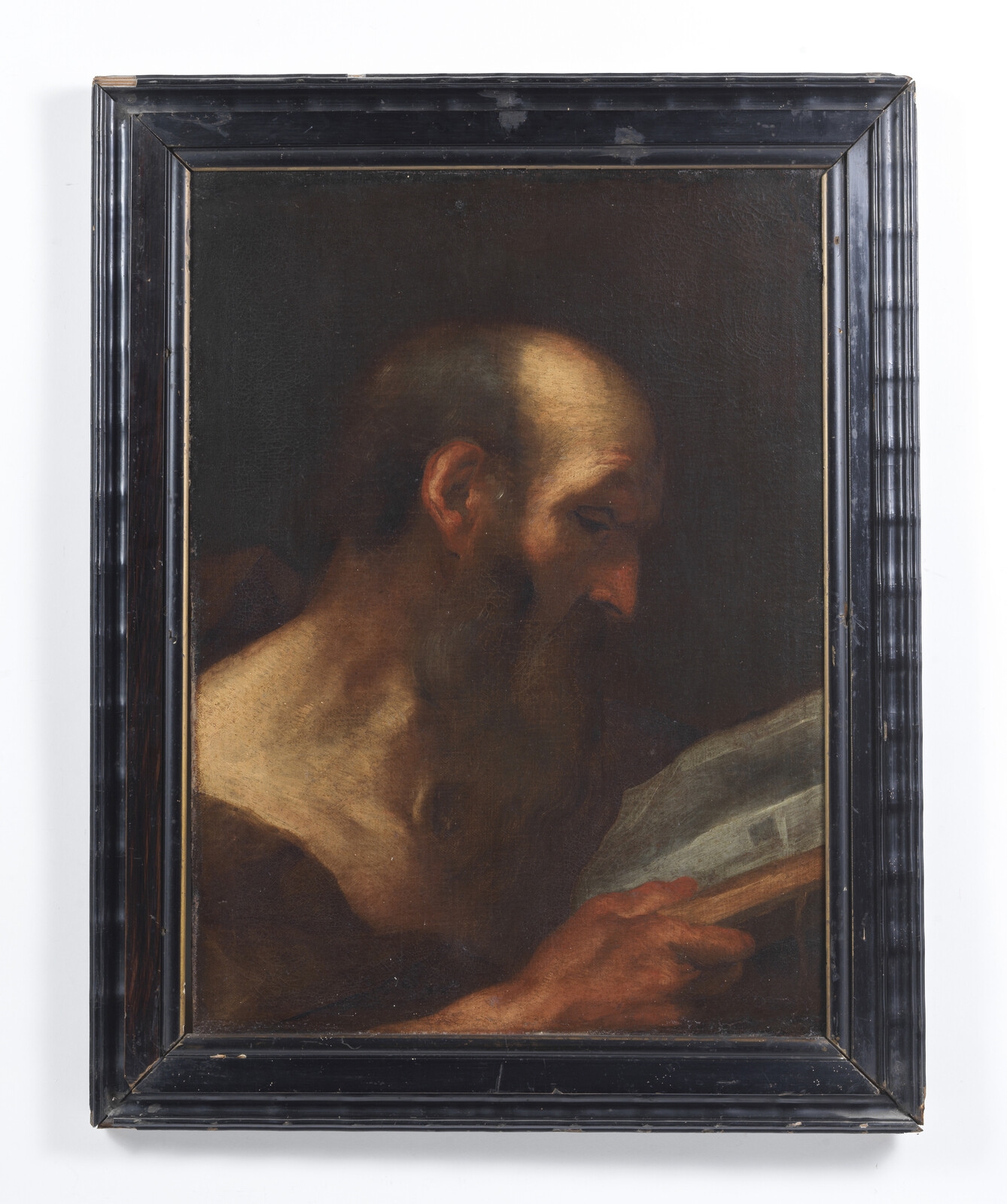 Artwork by Italian School, 17th Century, Head of a saint or evangelist, Made of Oil On Canvas