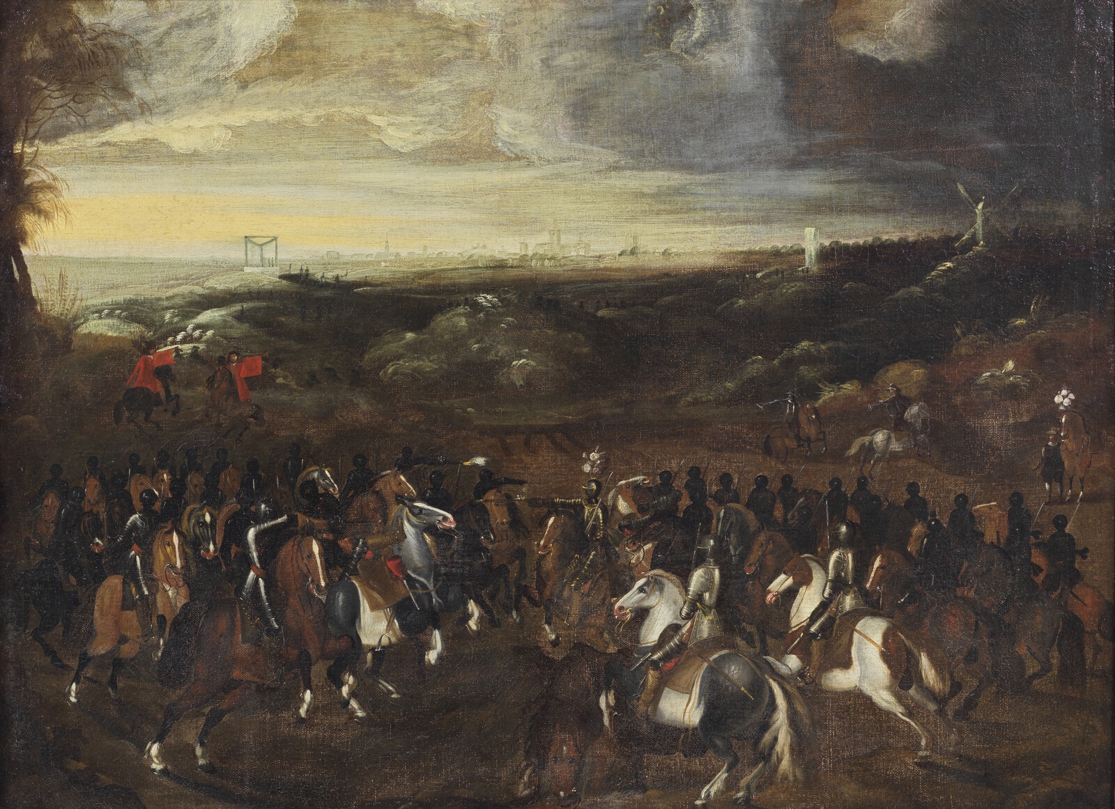 Flemish School 17th Century | Battle scene between two ranks of knights ...