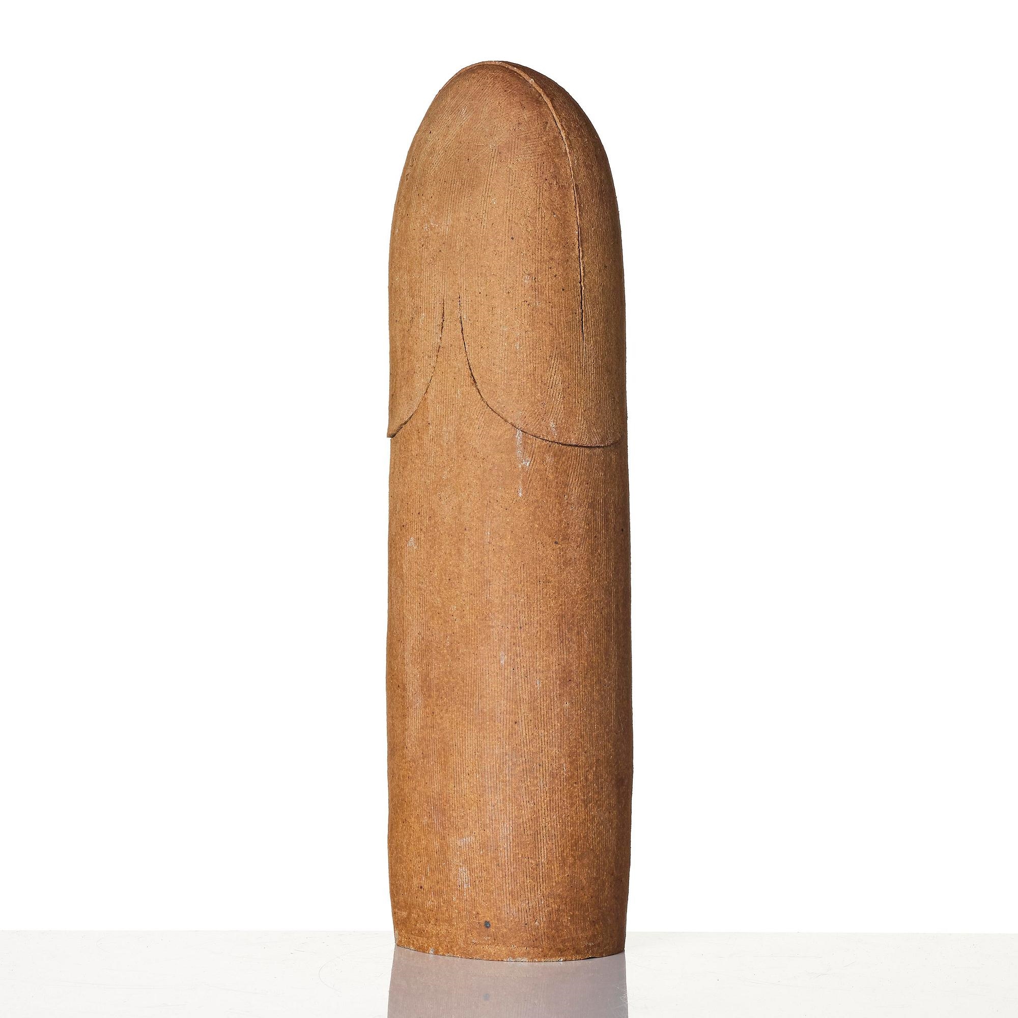 Artwork by Stig Lindberg, a unique unglazed chamotte stoneware sculpture, Gustavsberg Studio 1970, Made of Unglazed Chamotte Stoneware Sculpture