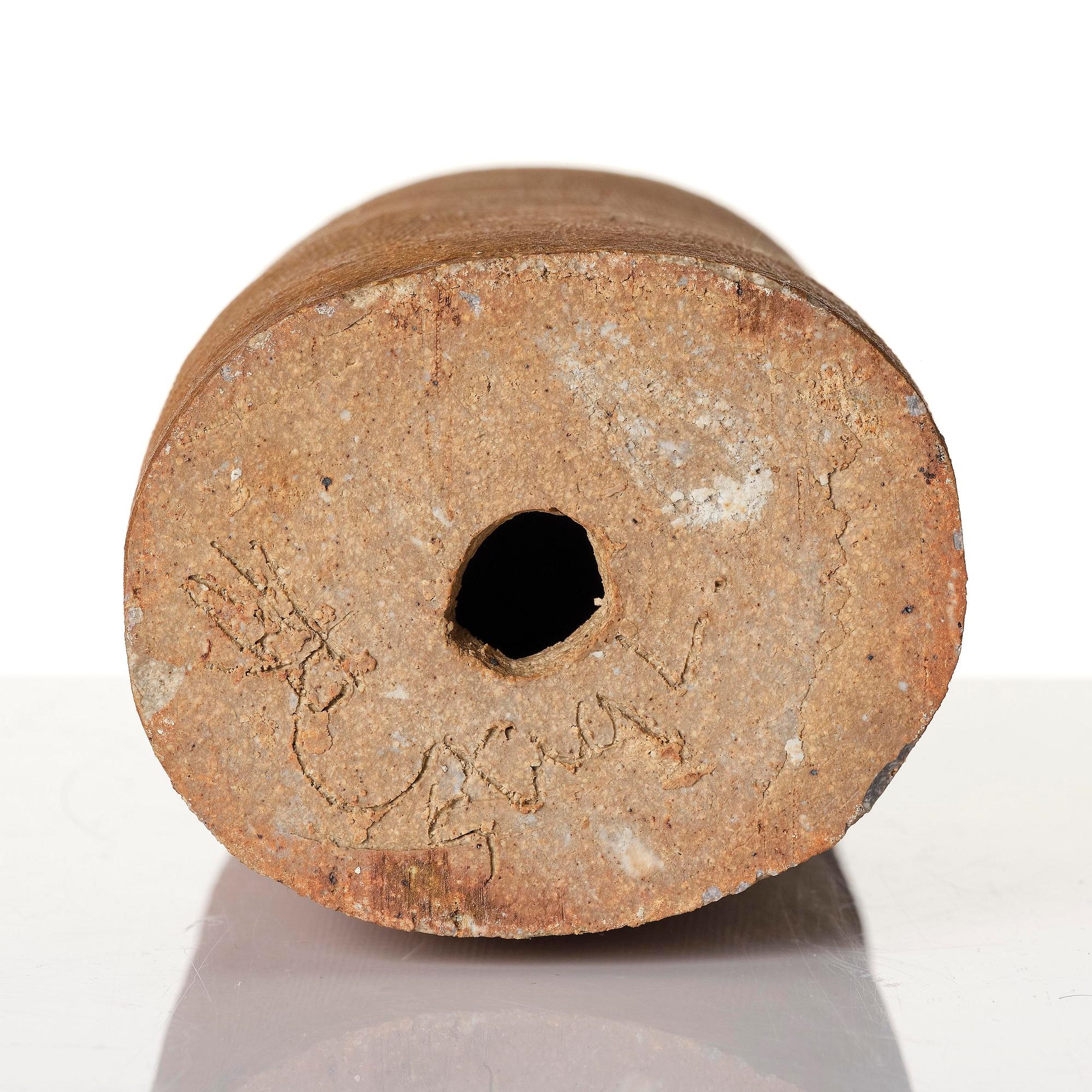 Artwork by Stig Lindberg, a unique unglazed chamotte stoneware sculpture, Gustavsberg Studio 1970, Made of Unglazed Chamotte Stoneware Sculpture