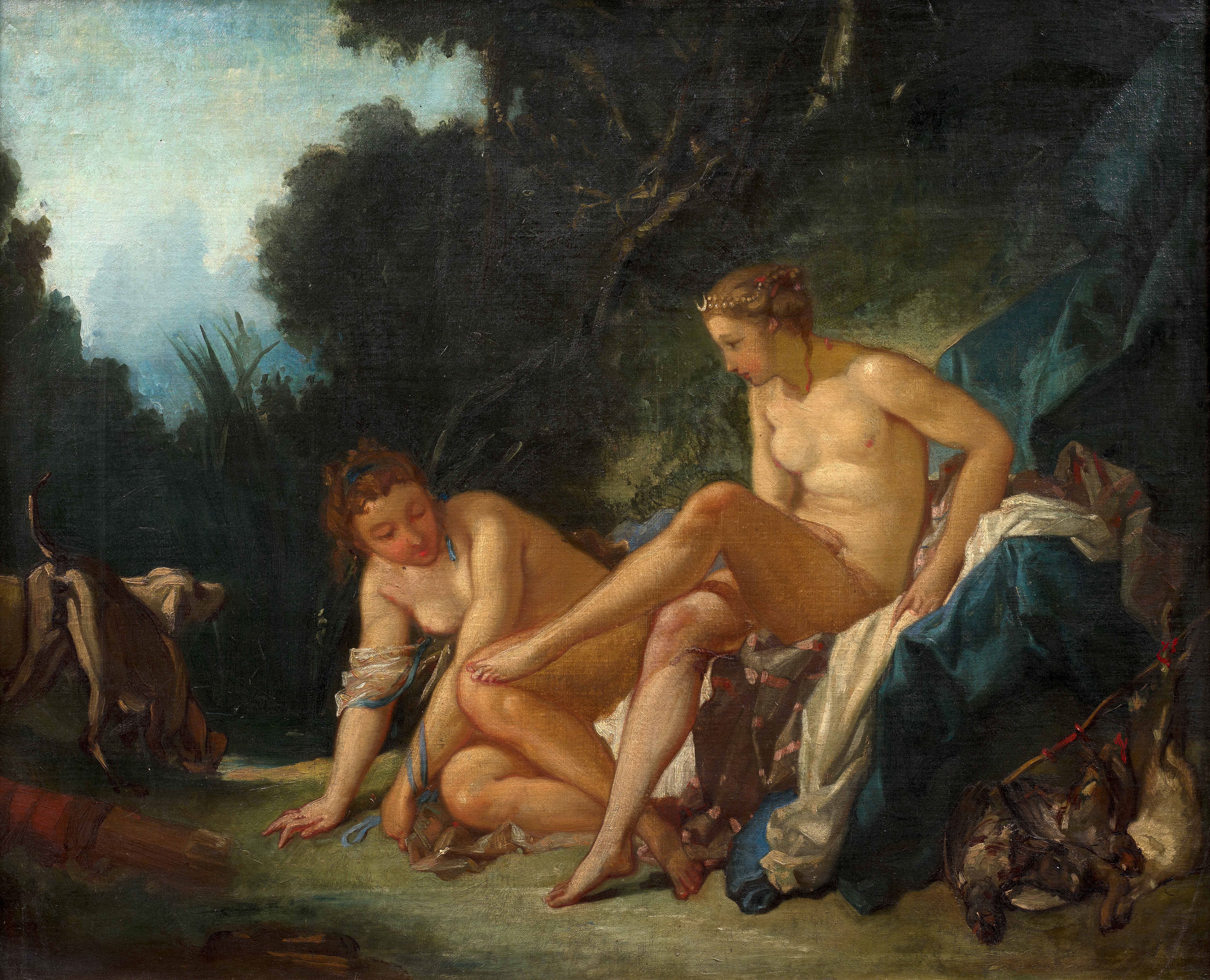 Artwork by James Abbott McNeill Whistler, Diane sortant du bain, d'après François Boucher, Made of Huile Sur Toile