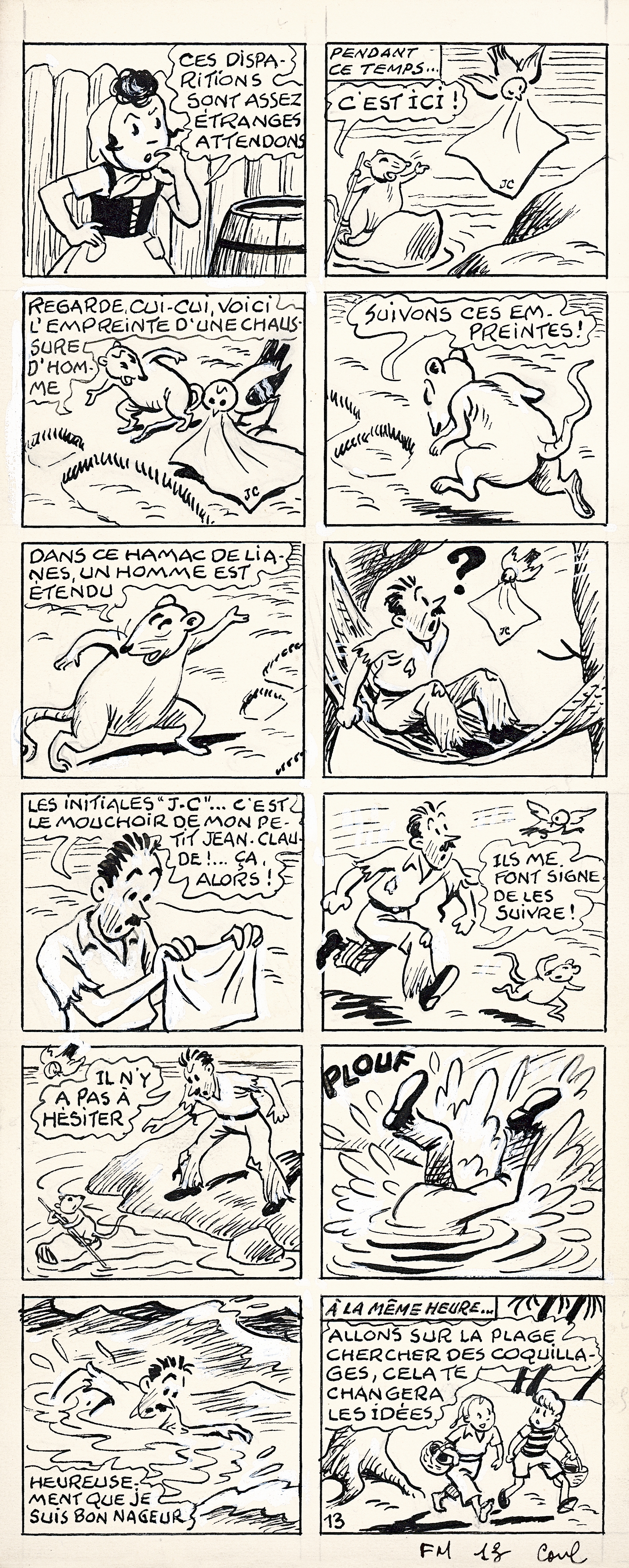 Artwork by Maurice Octave Lucien Cuvillier, Sylvain, Sylvette et leurs aventures, Made of Indai ink, gouache on paper